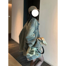 批发胖mm大码女装做旧水洗牛仔外套女2026秋冬穿搭宽松慵懒风上衣夹克