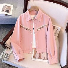 批发法式重工流苏<b class='q'>牛仔</b>外套女2026年新款设计感小众夹克上衣