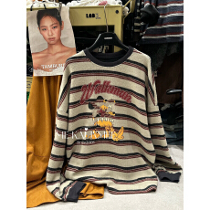 批发新品 休闲大版条纹厚实含羊毛卫衣