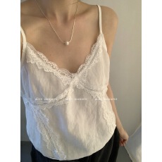 批发夏上新韩系重工蕾丝拼边镂空吊带上衣<b class='q'>背心</b>