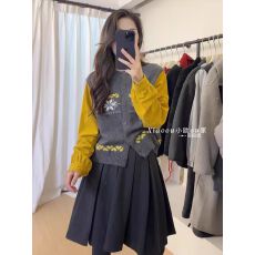 批发撞色假两件长袖爱心提花雪花针织开衫毛衣女休闲风时尚减龄上衣潮