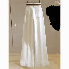 批发阔腿牛仔裤女薄款2025新款春<b class='q'>夏</b>季百搭休闲长裤米白色百搭直筒长裤