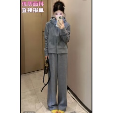 批发杨二迪专属雪花灰套装加绒显瘦宽松秋冬慵懒风套装