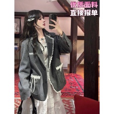 批发Bull0313一个叁漫雪柏林 灰色<b class='q'>西装</b>外套少女蕾丝花边毛呢西服