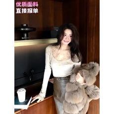 批发ALONE SAVOR龍喜儿舞茶小调 魅力V领花边微透蕾丝<b class='q'>小衫</b>