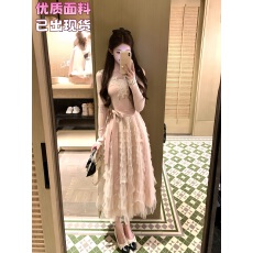 批发Acaine12/9 20:00 前四小时9折款云纱雪芙 V领针织<b class='q'>网纱</b>蛋糕裙