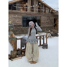 批发人棉磨毛美式复古波点<b class='q'>裙</b>摆叠穿长袖<b class='q'>t</b><b class='q'>恤</b>女秋冬新款百搭休闲上衣