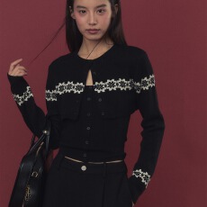 批发人棉磨毛织短<b class='q'>开衫</b>+修身系带吊带背心两件套