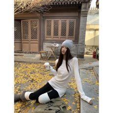 批发人棉磨毛内搭打底衫女2025<b class='q'>白色</b>长袖<b class='q'>t</b>恤超好看绝美保暖修身上衣