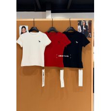 批发精棉2026早春新款韩版宽松休闲百搭<b class='q'>圆领</b>刺绣小马短袖<b class='q'>T</b><b class='q'>恤</b>