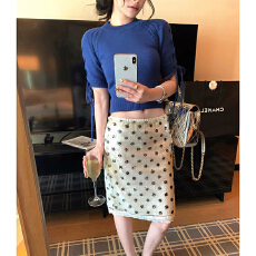 批发法式蕾丝亮片波点半身裙女早春新款设计感裙子