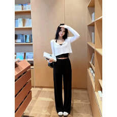批发设计感后背镂空T恤蕾丝挂脖吊带<b class='q'>女</b>秋季时尚套装直筒休闲裤三件套
