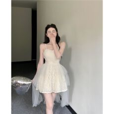 批发夏季新款性感气质生日<b class='q'>小礼服</b>网纱蕾丝高腰在逃公主吊带<b class='q'>连衣裙</b>女装