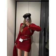 批发小个子新年红色针织毛衣围巾裙子女<b class='q'>秋</b>冬季2025新款内搭过新年战袍