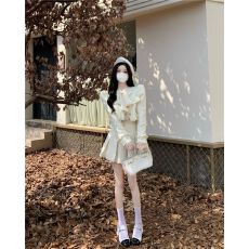 批发时尚名媛气质套装女秋冬新款洋气小香风<b class='q'>短外套</b>女百褶半身裙两件套