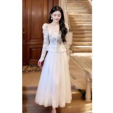 批发富家千金感穿搭<b class='q'>套装</b>温柔气质<b class='q'>名媛</b>高级感蕾丝上衣网纱半身裙两件套