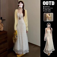 批发法式白色蕾丝吊带<b class='q'>连衣裙</b>子<b class='q'>女</b>夏季2025新款小个子开春穿搭长裙套装