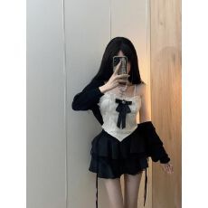 批发套装夏季网红同款辣妹蕾丝吊带背心甜美防晒开衫超仙<b class='q'>蓬蓬</b>蛋糕裙女