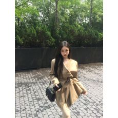 批发卡其色气质中长款<b class='q'>风衣</b>外套女秋季绑带宽松高级感休闲小众开衫上衣