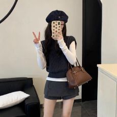 批发纯欲辣妹套装女2025秋季气质高级针织<b class='q'>背心</b><b class='q'>打底</b>衫高腰半身裙三件套