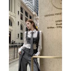 批发学院风<b class='q'>西装</b>+马甲衬衫女春秋纯欲甜辣妹短款上衣老钱风别致三件套