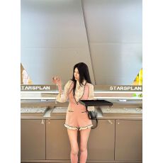 批发春季<b class='q'>新款</b>时尚气质名媛小香风背带<b class='q'>连体裤</b>+小众设计长袖衬衫套装女