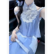 批发新中式复古风优雅气质<b class='q'>蕾丝</b>马甲套装女2026夏季新款高腰显瘦<b class='q'>半身裙</b>