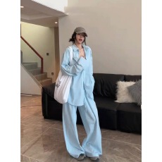 批发韩系休闲运动套<b class='q'>装</b>女春秋季2026新款<b class='q'>宽松</b>显瘦防晒衬衫阔腿<b class='q'>裤</b><b class='q'>两件套</b>