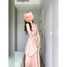 批发法式度假风<b class='q'>挂</b><b class='q'>脖</b><b class='q'>连衣裙</b>女2026年夏季新款拼接网纱波点假两件裙子