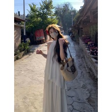 批发温柔风云朵白无袖衬衫女2026<b class='q'>夏</b>季新款度假风宽松显瘦半身裙两件套