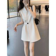 批发韩版小个子薄款无袖西装<b class='q'>连衣裙</b>女夏季新款简约通勤风气质<b class='q'>背心裙</b>