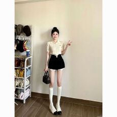 批发2026夏季新款韩系减龄套装女polo领针织短袖上衣高腰<b class='q'>半身裙</b>两件套