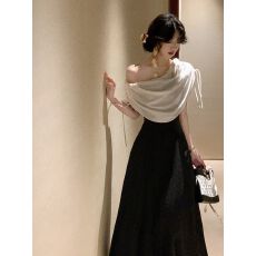 批发晚<b class='q'>风</b>絮语 法式高级感宫廷<b class='q'>赫本</b>礼服大摆裙收腰连衣裙荡领显瘦长裙