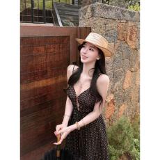 批发2026夏季 法式波点网纱镂空吊带<b class='q'>连衣裙</b>女夏收腰长裙