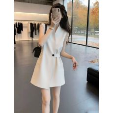 批发韩版小个子薄款<b class='q'>无袖</b>西装<b class='q'>连衣裙</b>女夏季新款简约通勤风气质背心裙