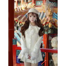 批发富家千金高级感蝴蝶结<b class='q'>毛呢</b><b class='q'>连衣裙</b>秋冬新款气质名媛收腰百褶短裙女