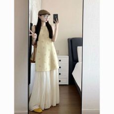 批发重工假两件小香风套装夏季富家千金甜美<b class='q'>无袖</b>背心连衣裙百褶半身裙
