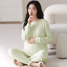 批发2025秋冬新款德绒月子服孕妇产后哺乳套头带胸垫睡衣保暖家居服