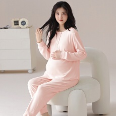 批发2025秋冬新款德绒月子服孕妇产后哺乳套头带胸垫睡衣保暖家居服