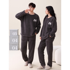 批发冬季珊瑚绒半边绒加厚睡衣2025新款套头保暖家居服情侣套可外穿