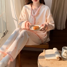 批发冬季空气棉夹层加厚睡衣2025新款开胸套保暖家居服可外穿