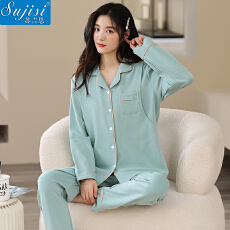 批发XLS2025秋冬艾草纤维月子服孕妇产后哺乳开胸套睡衣保暖家居服