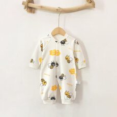 批发婴儿连体衣春秋款纯棉宝宝长袖无骨哈衣爬服家居服新生儿睡衣