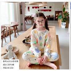批发儿童春秋款纯棉束口睡衣男女童卡通家居服中大童<b class='q'>夏</b>季卡通空调服