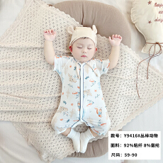 批发婴儿夏季薄款短袖连体衣新生儿宝宝爬服哈衣