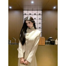 批发<b class='q'>短</b>款毛呢外套新中式套装女秋冬大衣老钱风穿搭大摆长裙