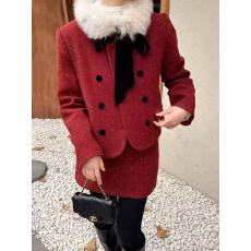 批发狐狸围脖小香风羽绒套装女欧洲站2025年<b class='q'>冬</b>季新款90白鸭绒两件套潮