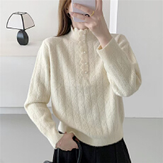 批发半高领长毛<b class='q'>欧根纱</b>套头针织衫[1881]