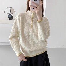 批发半高领长毛<b class='q'>欧根纱</b>套头针织衫[1881]