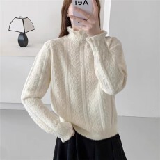 批发半高领长毛<b class='q'>欧根纱</b>套头针织衫[1881]